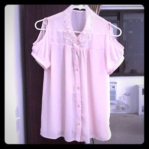 Japanese Heather Pink Pearl-Jeweled Top Size Free